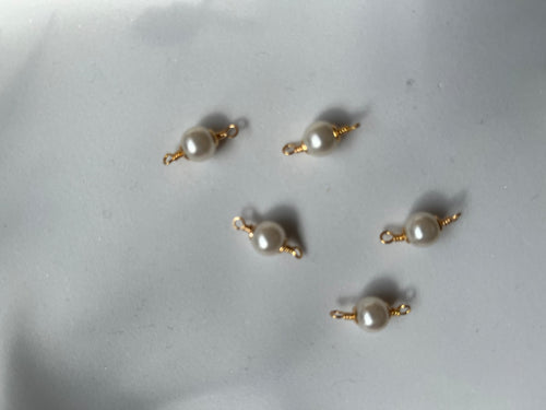 14k Gold Colour Plated Brass Connector Pearl Charms - 10 pieces
