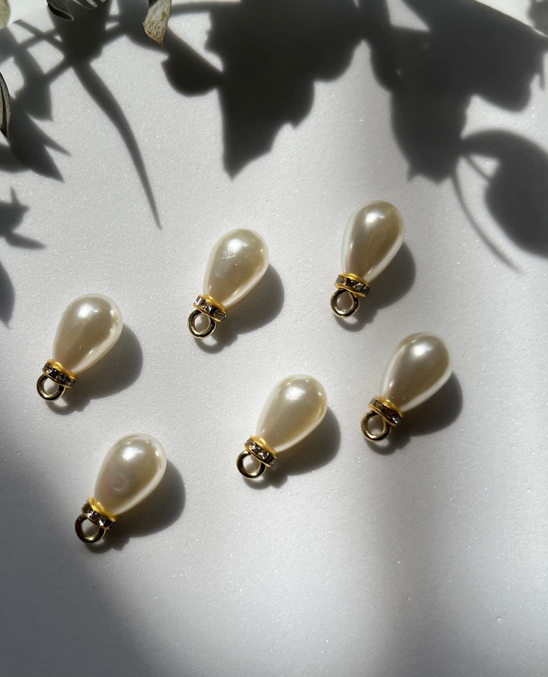 Acrylic Pearl Pendant Water Drop Pearl Charms (gold)- 10 pieces