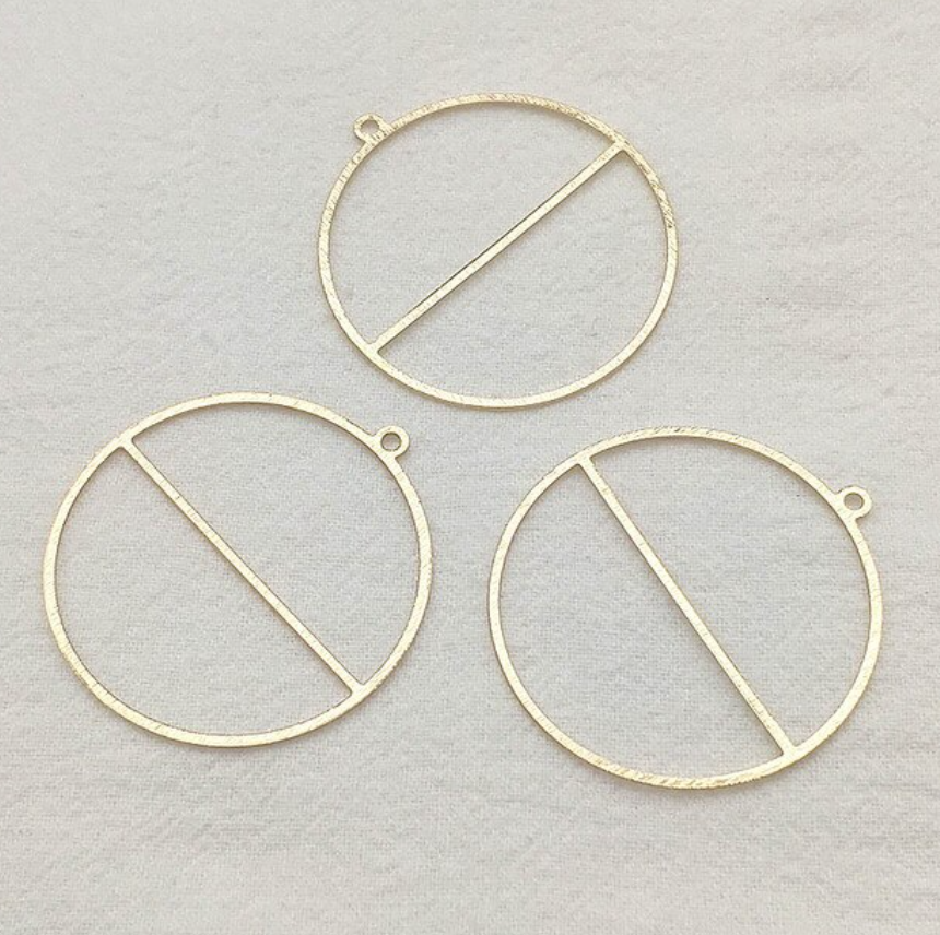 Gold Plated Round Brass Charm - 10 pieces