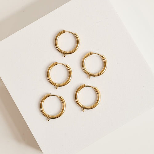 19mm Gold Plated Smooth Earring Hoops - Set of 10