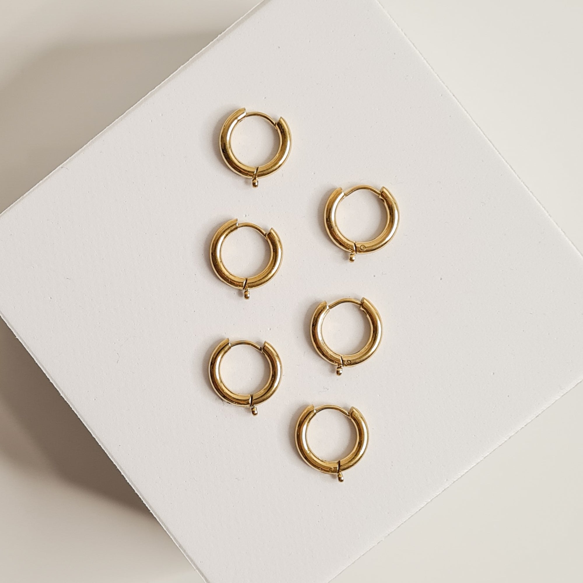 15mm Gold Plated Smooth Earring Hoops - Set of 10