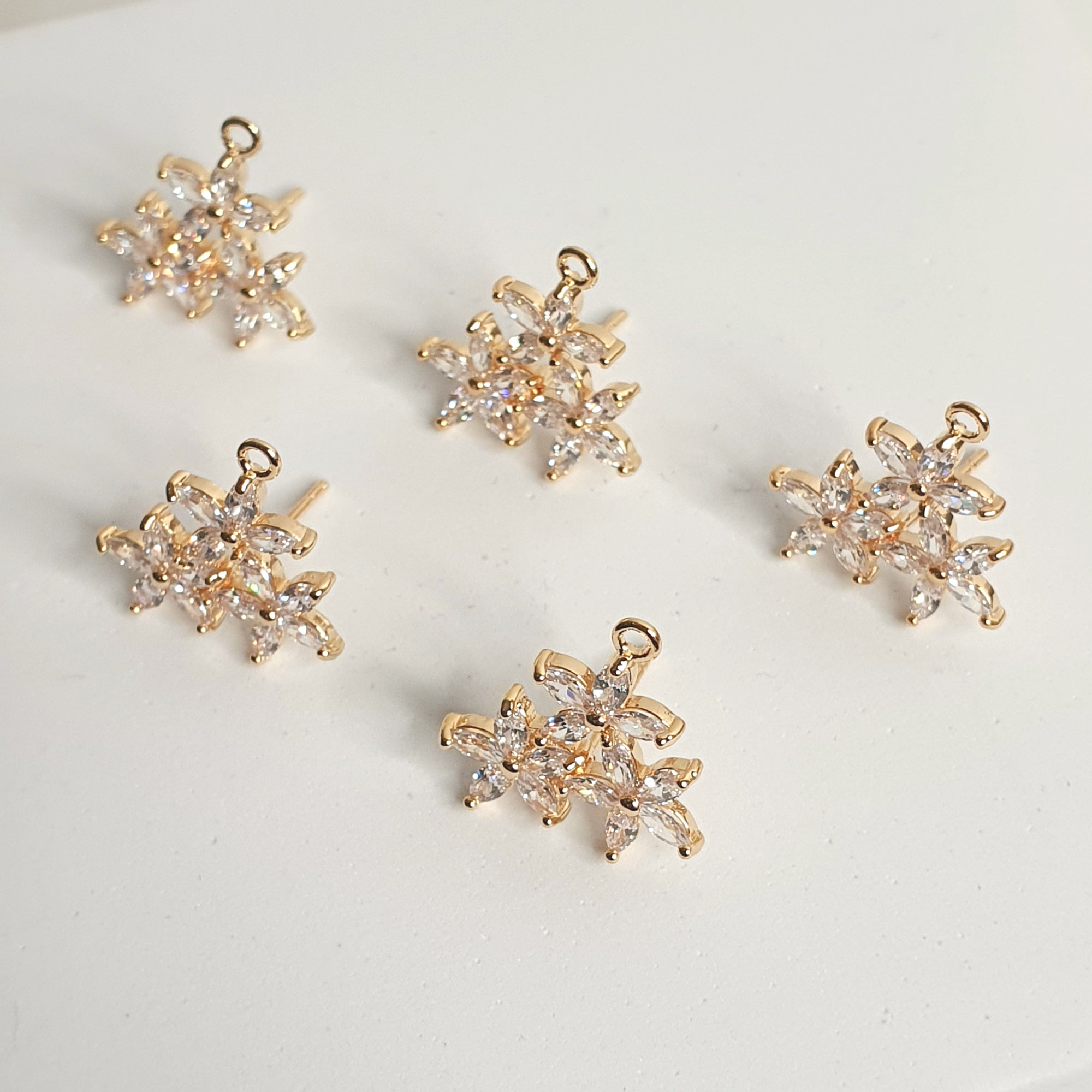 18k Gold Plated Earring Posts - Tri Star Anise - Set of 4