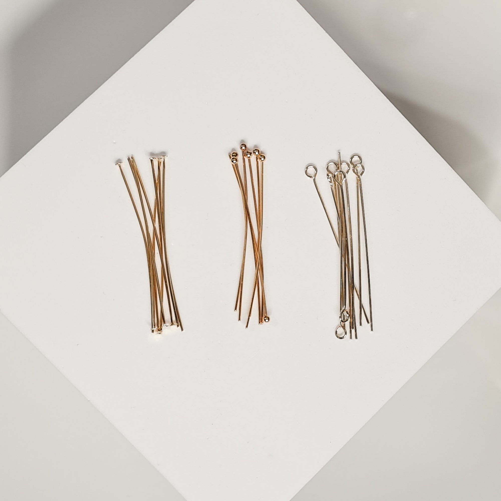 18K Gold Plated Stainless Steel Flat Head Pin - 100 pins