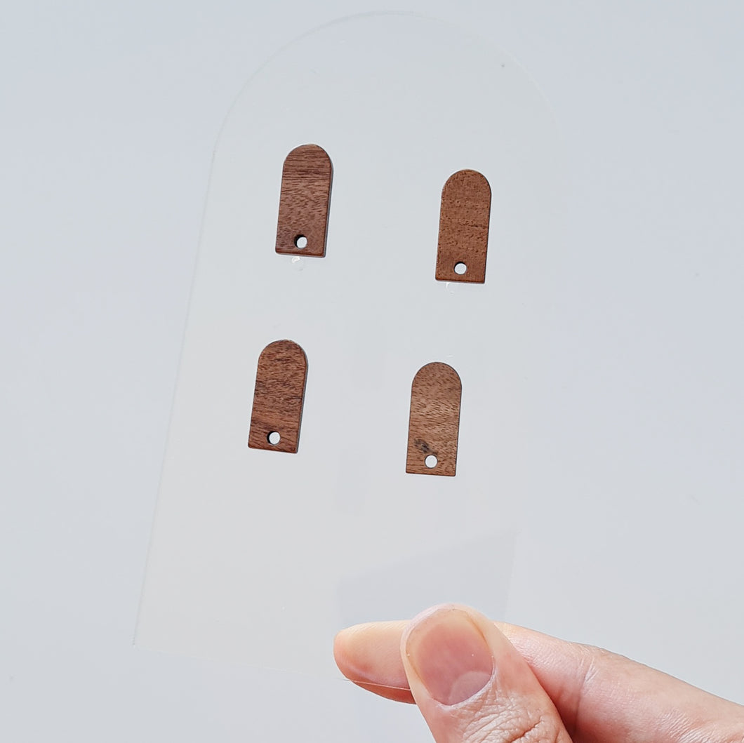 Earring Posts with Wooden Studs - Arch Door - Set of 10