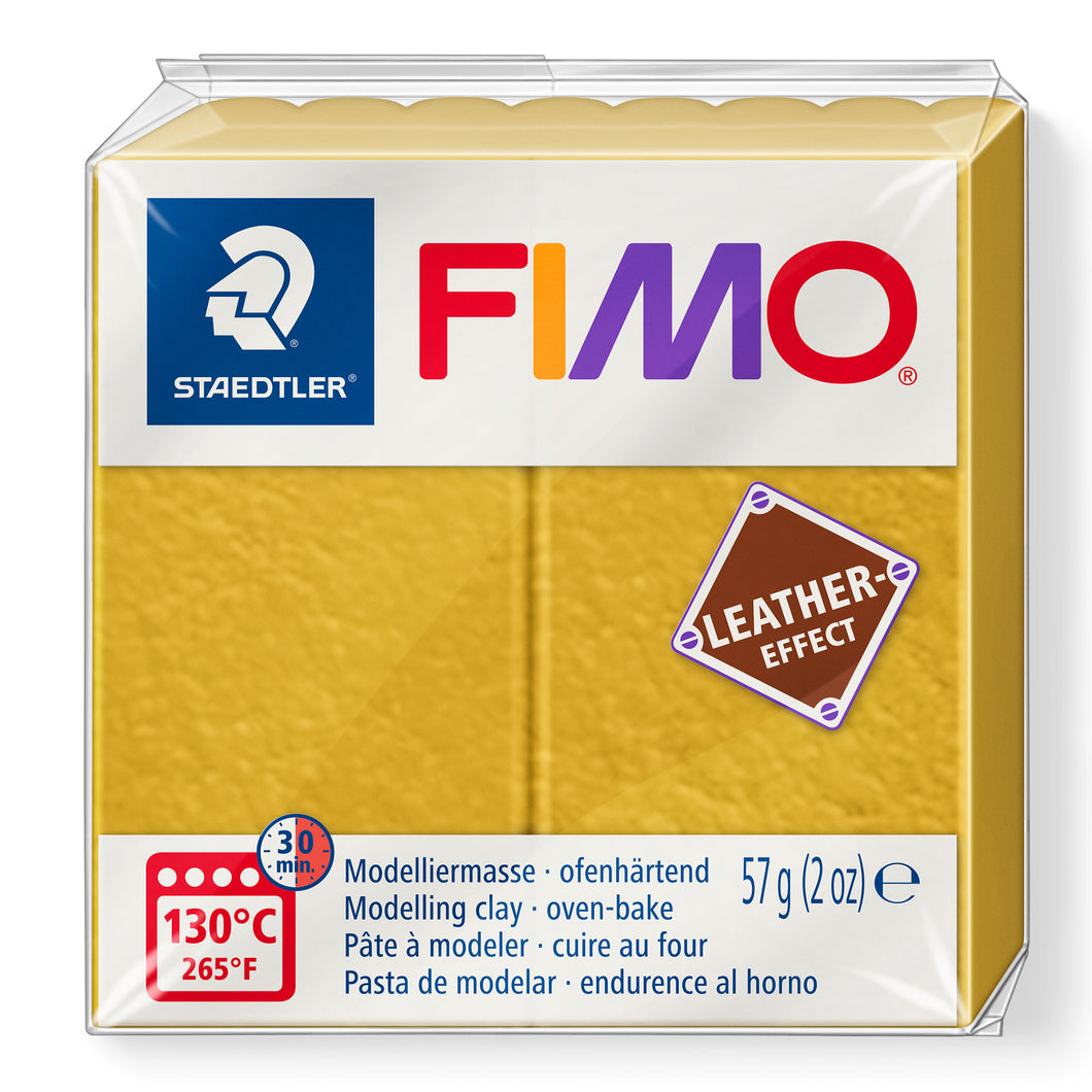 Fimo Leather Effect Polymer Clay Standard Block 57g (2oz) - Ochre