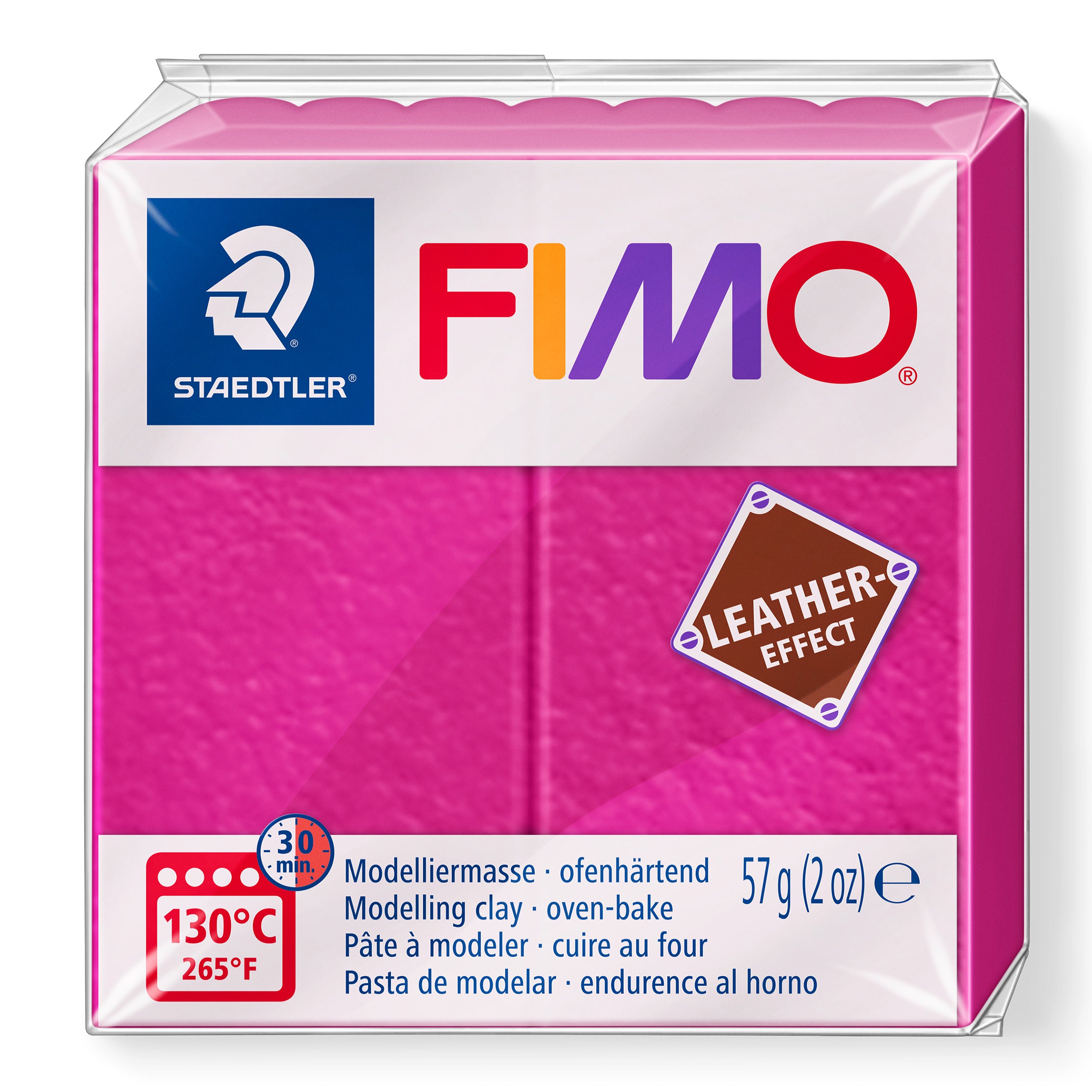 Fimo Leather Effect Polymer Clay Standard Block 57g (2oz) - Berry