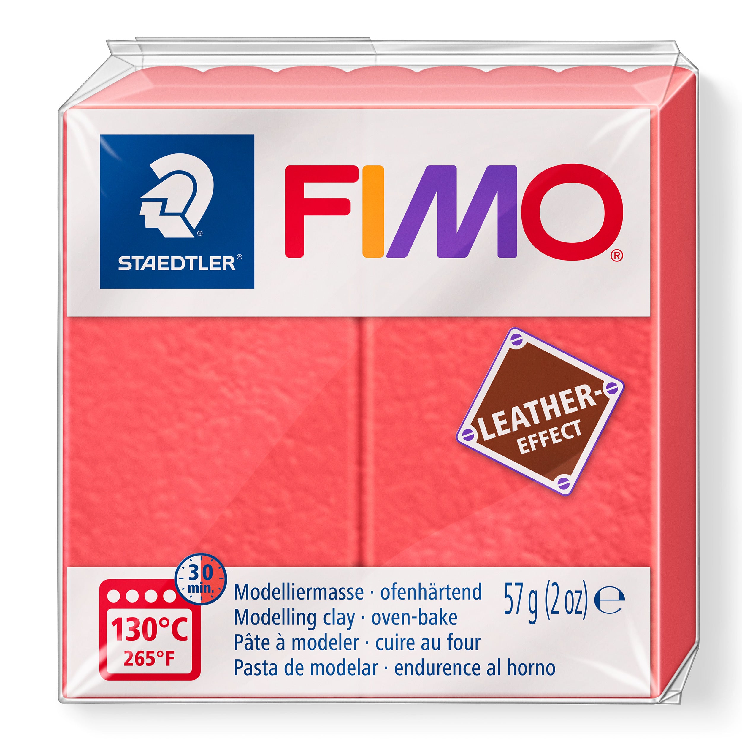 Fimo Leather Effect Polymer Clay Standard Block 57g (2oz) - Watermelon