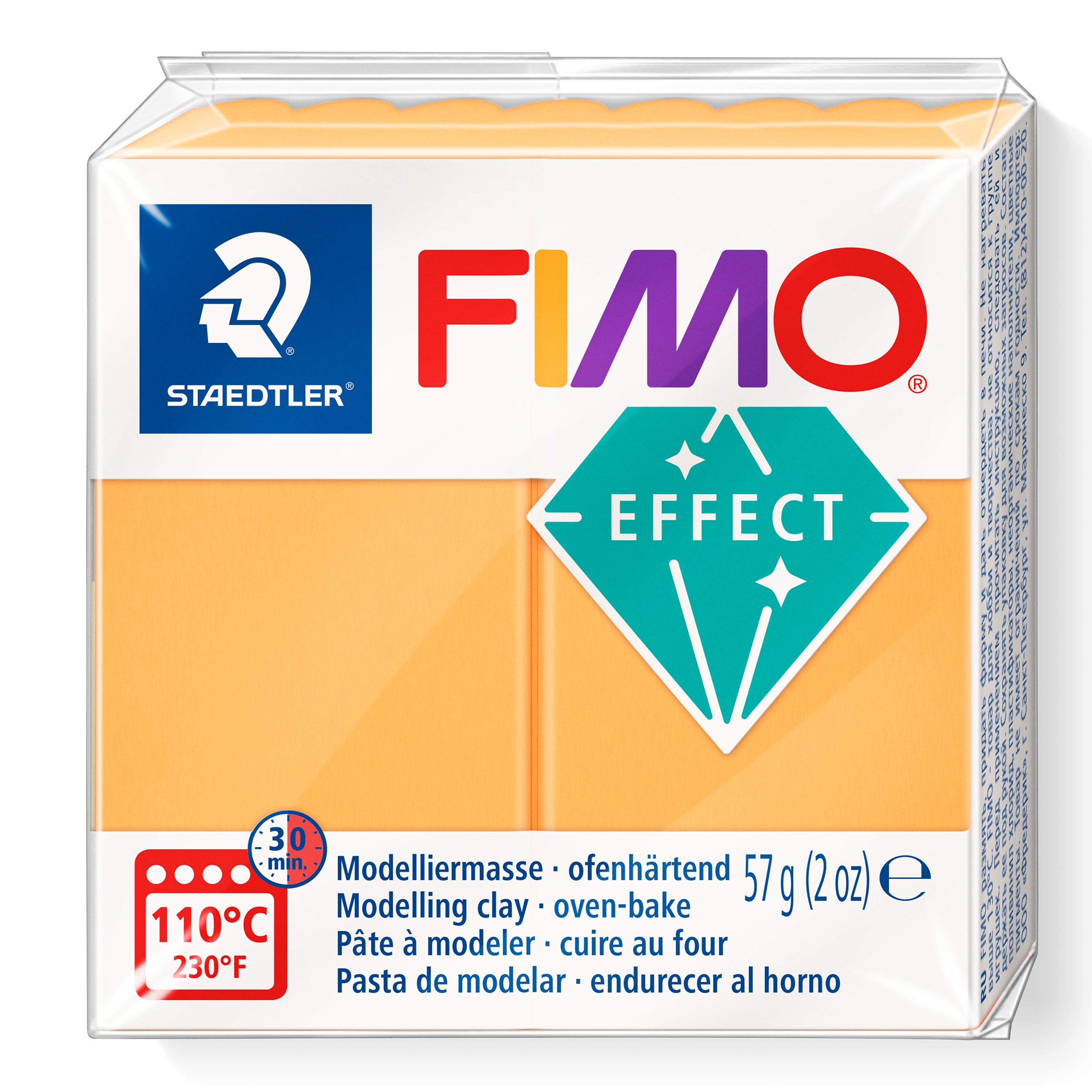 Fimo Effect Polymer Clay Standard Block 57g (2oz) - Neon Orange