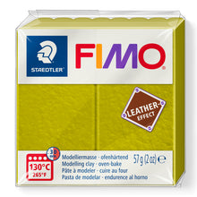 Load image into Gallery viewer, Fimo Leather Effect Polymer Clay Standard Block 57g (2oz) - Olive
