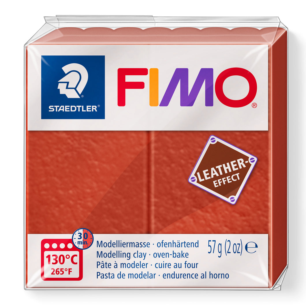 Fimo Leather Effect Polymer Clay Standard Block 57g (2oz) - Rust