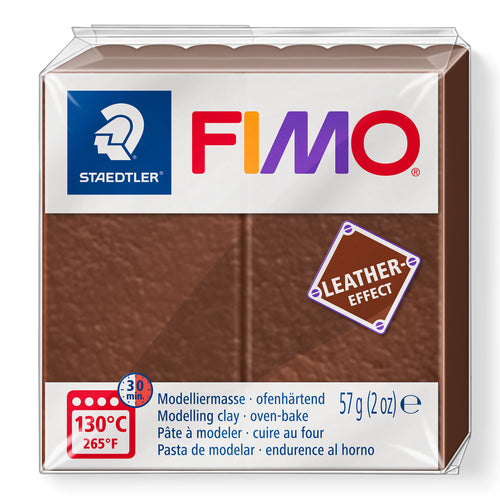 Fimo Leather Effect Polymer Clay Standard Block 57g (2oz) - Nut