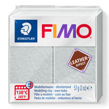 Load image into Gallery viewer, Fimo Leather Effect Polymer Clay Standard Block 57g (2oz) - Dove Grey