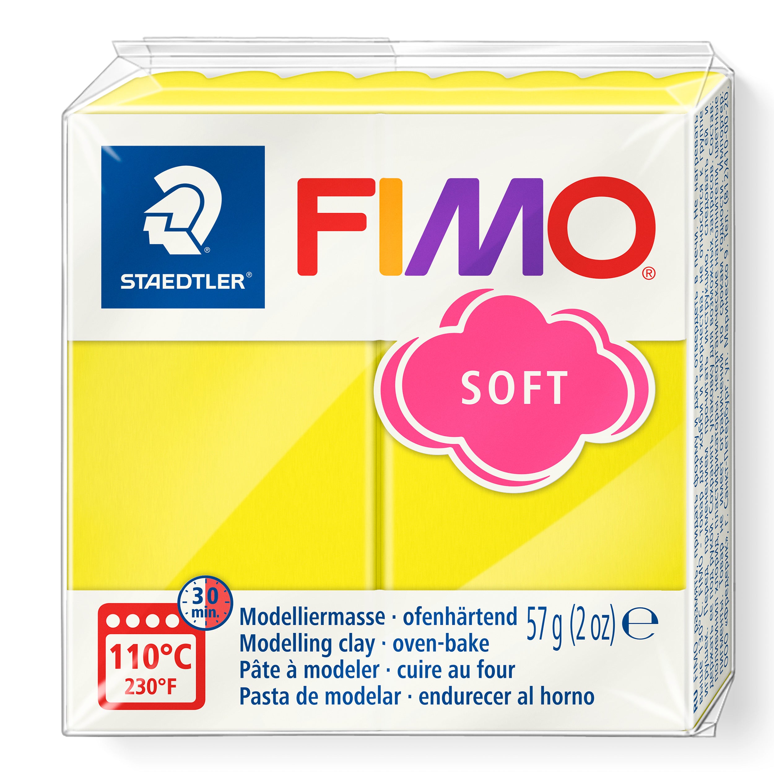 Fimo Soft Polymer Clay Standard Block 57g (2oz) - Lemon
