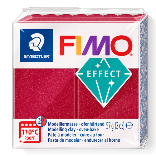 Fimo Effect Polymer Clay Standard Block 57g (2oz) - Metallic Ruby Red