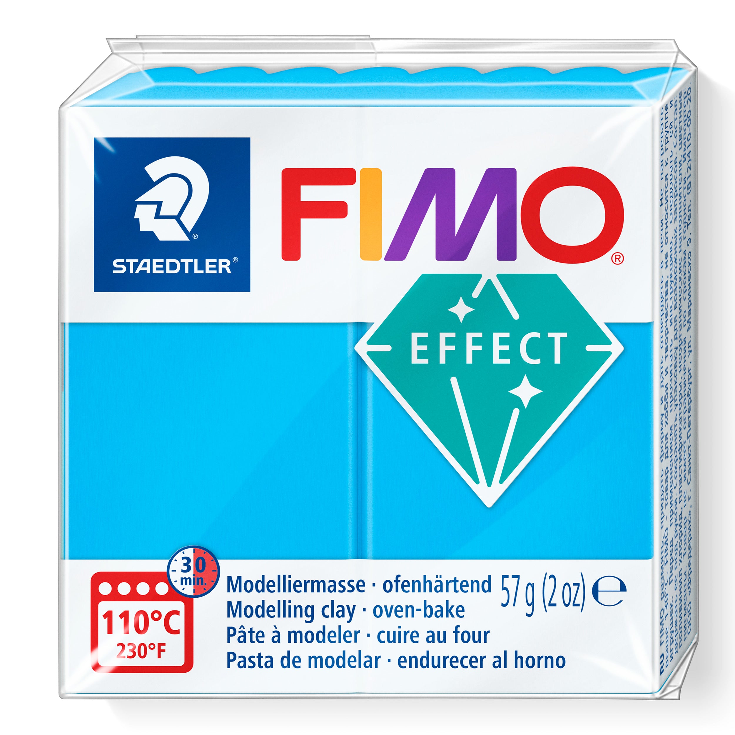 Fimo Effect Polymer Clay Standard Block 57g (2oz) - Translucent Blue
