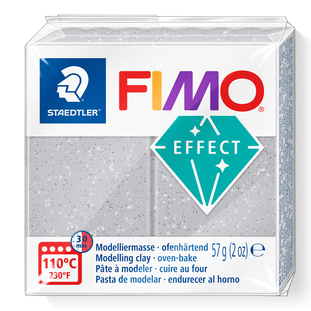Fimo Effect Polymer Clay Standard Block 57g (2oz) - Glitter Silver