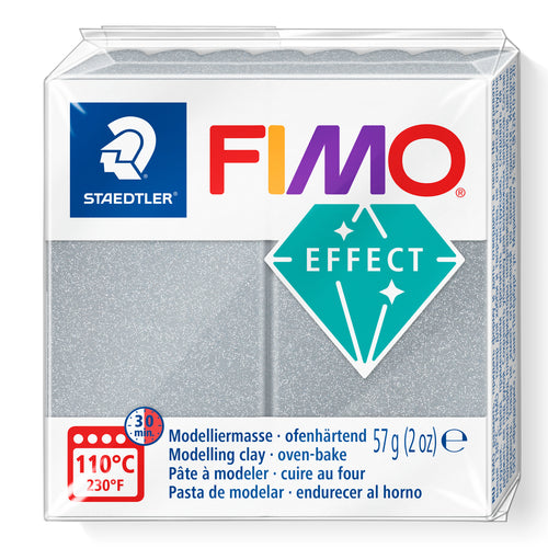 Fimo Effect Polymer Clay Standard Block 57g (2oz) - Metallic Silver