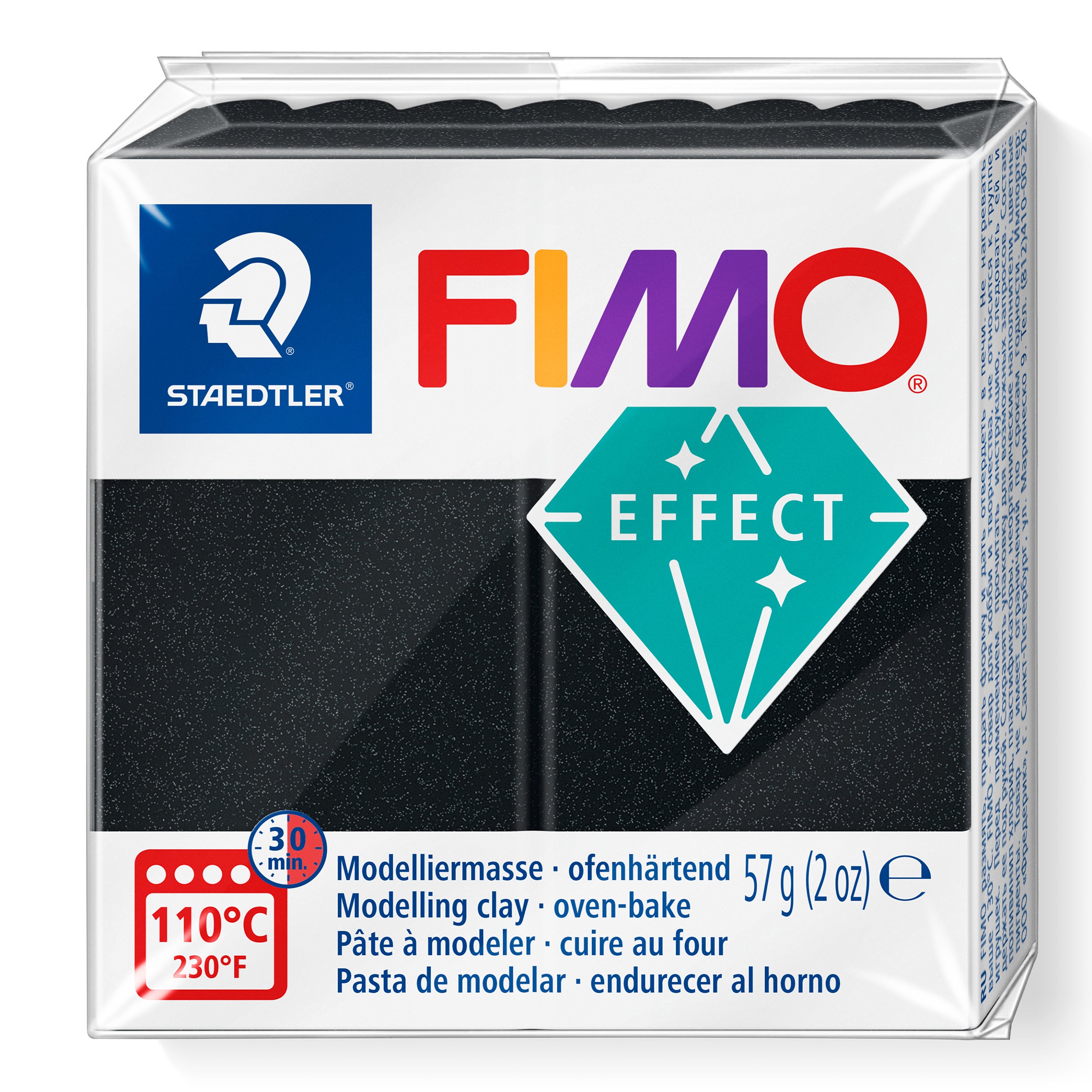 Fimo Effect Polymer Clay Standard Block 57g (2oz) - Pearl Black
