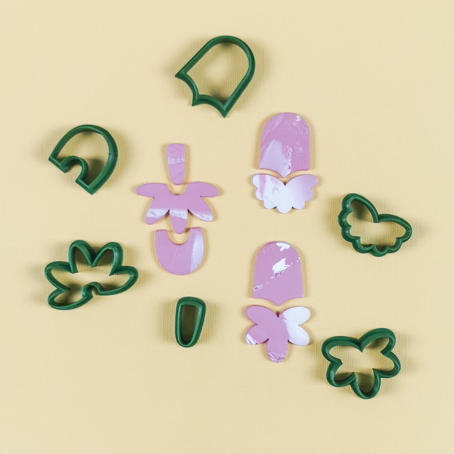 Bell Set - Floral and Angel Wings Polymer Clay Cutter