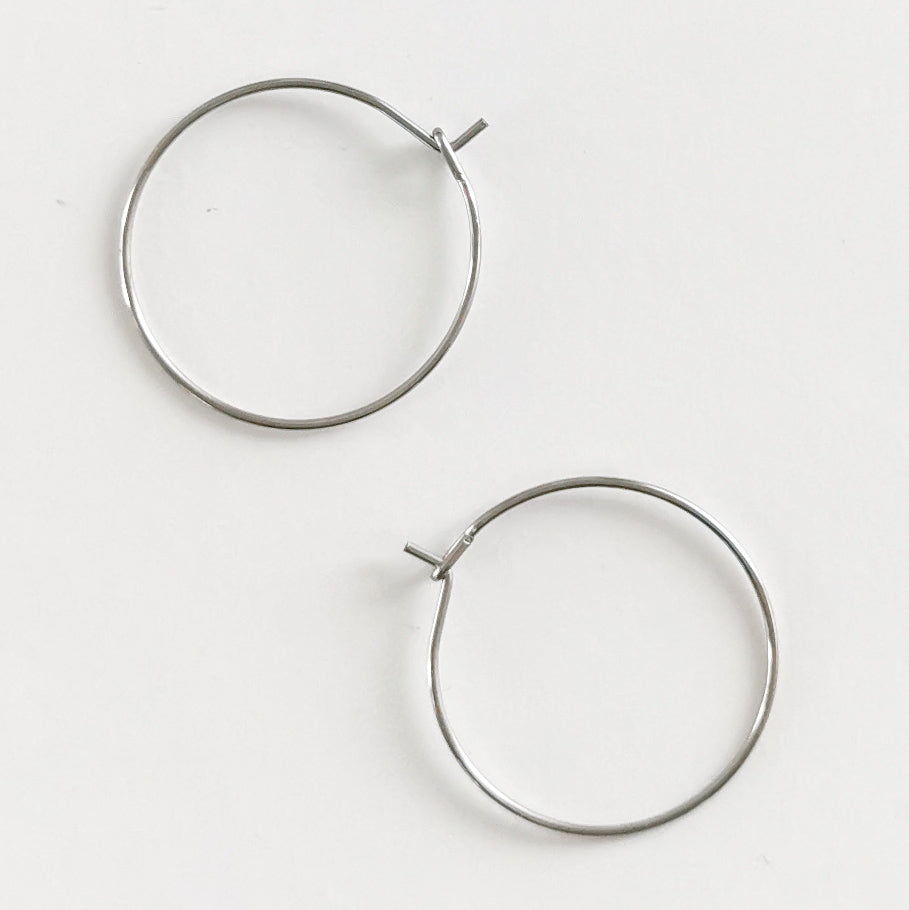 25mm Silver Stainless Steel Earring Hoop - 30 pieces