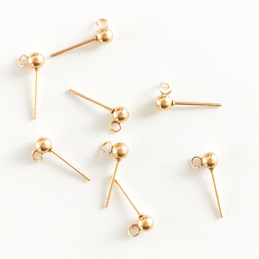 4mm Gold Stainless Steel Ball Pad Earring Post - 100 pieces