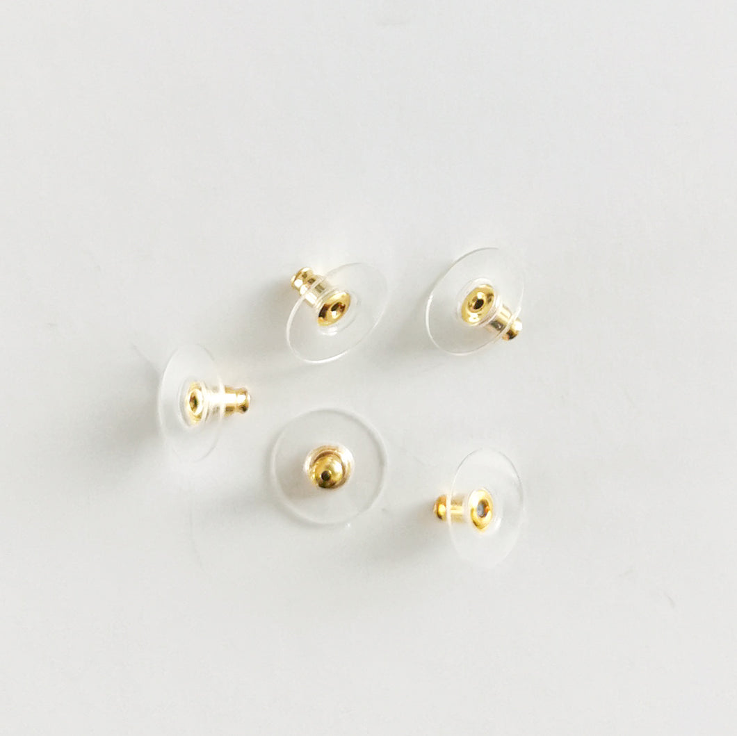 Gold Stainless Steel Bullet with Plastic Disc Earring Back - 100 pieces