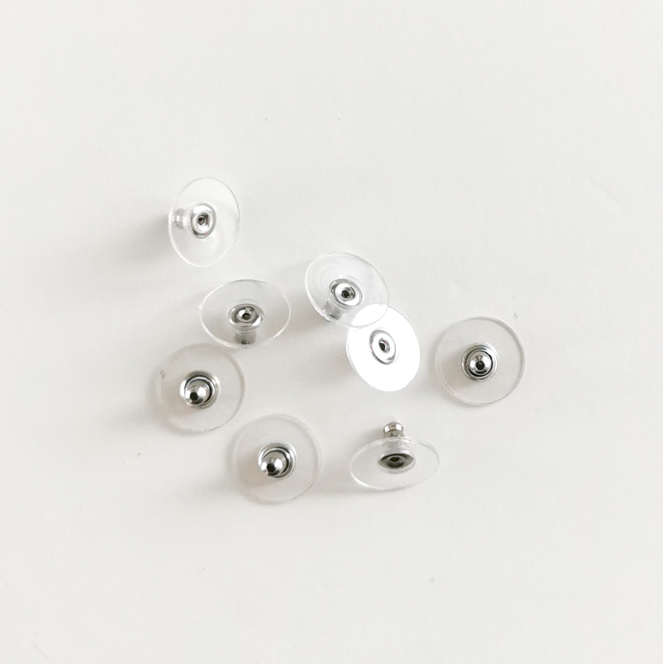 Silver Stainless Steel Bullet with Plastic Disc Earring Back - 100 pieces