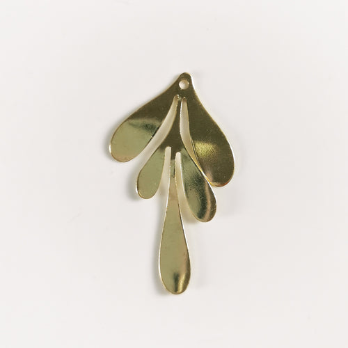 18K Gold Plated - Leafy Drop Charm - 10 pieces