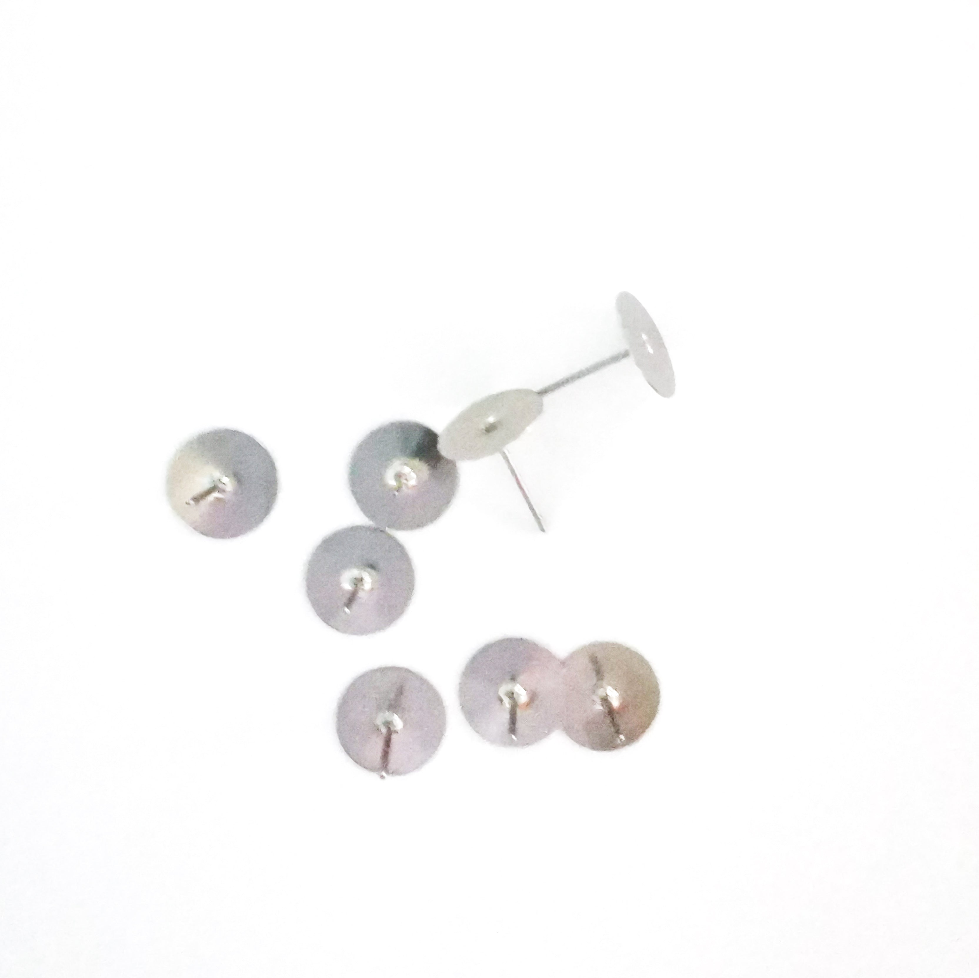 8mm Silver Stainless Steel Earring Posts - 100 pieces