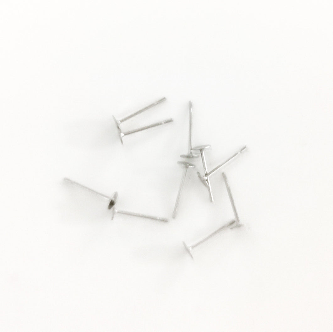 4mm Silver Stainless Steel Earring Posts - 100 pieces