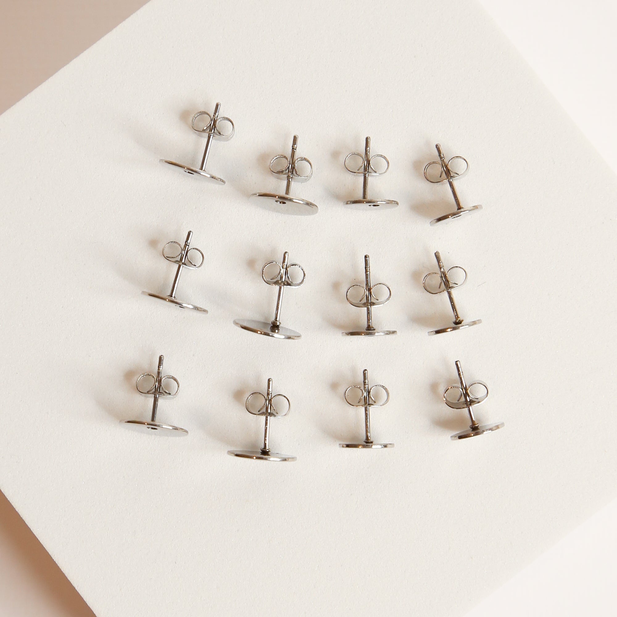 Silver Earring Posts with Studs and Butterfly Backings - set of 10