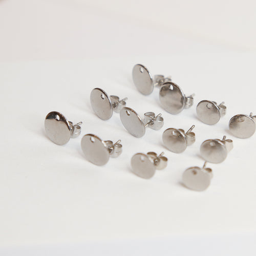 Silver Earring Posts with Studs and Butterfly Backings - set of 10