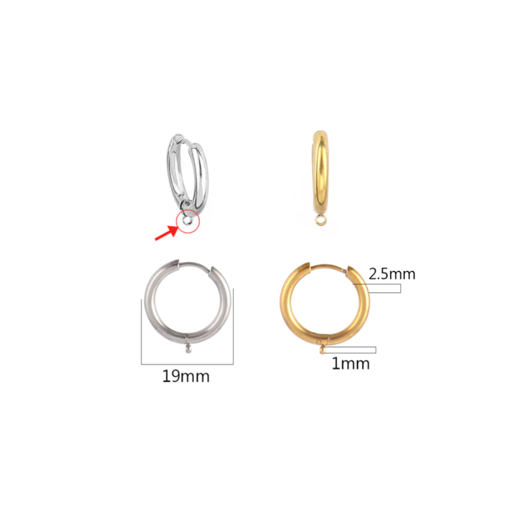 19mm Gold Plated Smooth Earring Hoops - Set of 10