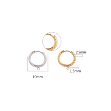 Load image into Gallery viewer, 19mm Gold Plated Hammered Earring Hoops - Set of 10